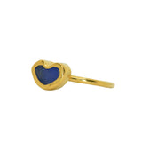 Blue Sea Glass Heart, Gold Vermeil - Size M