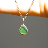 Green Sea Glass Necklace - Gold Vermeil