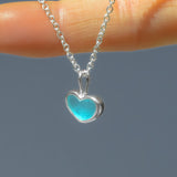 Blue Sea Glass Heart Necklace