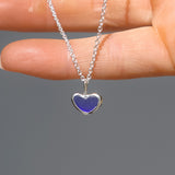Blue Sea Glass Heart Necklace