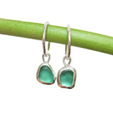 Green Sea Glass Hoops