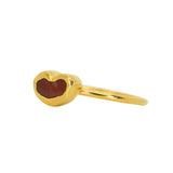 Red Sea Glass Heart, Gold Vermeil - Size Q