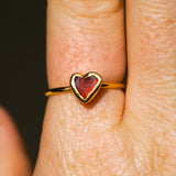 Red Sea Glass Heart, Gold Vermeil - Size O
