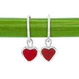 Red Sea Glass Heart Hoops