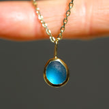 Blue Sea Glass Necklace - Gold Vermeil