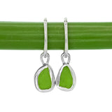Green Sea Glass Hoops