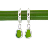 Green Sea Glass Hoops