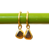 Amber Sea Glass Hoops - Gold Vermeil