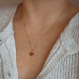 Red Sea Glass Heart Necklace, Gold Vermeil