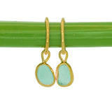 Green Sea Glass Hoops - Gold Vermeil