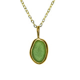 Green Sea Glass Necklace - Gold Vermeil