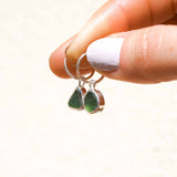 Green Sea Glass Hoops