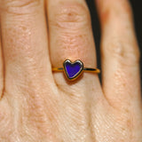 Blue Sea Glass Heart, Gold Vermeil - Size N