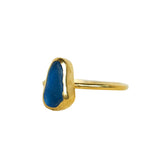 Blue Sea Glass, Gold Vermeil - Size O