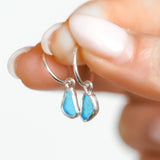 Blue Sea Glass Hoops