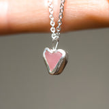 Pink Sea Glass Heart Necklace