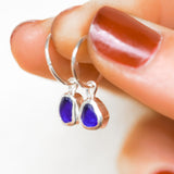 Blue Sea Glass Hoops