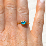 Blue Sea Glass Heart, Gold Vermeil - Size O