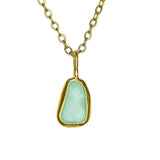Green Sea Glass Necklace - Gold Vermeil