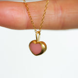Pink Sea Glass Heart Necklace, Gold Vermeil