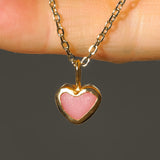 Pink Sea Glass Heart Necklace, Gold Vermeil