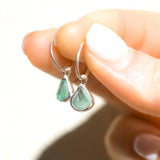 Green Sea Glass Hoops