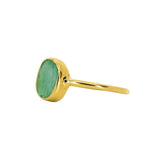 Green Sea Glass, Gold Vermeil - Size Q