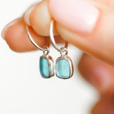 Blue Sea Glass Hoops