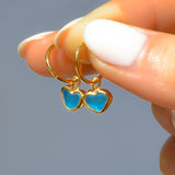 Sea Glass Heart Hoops, Gold Vermeil
