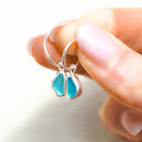 Blue Sea Glass Hoops