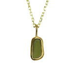 Green Sea Glass Necklace - Gold Vermeil