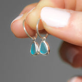 Blue Sea Glass Hoops