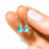 Blue Sea Glass Hoops