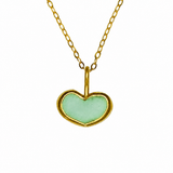 Green Sea Glass Heart Necklace, Gold Vermeil