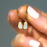 White Sea Glass Hoops - Gold Vermeil
