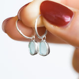 Light Blue Sea Glass Hoops
