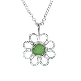 Green Sea Glass Flower Necklace