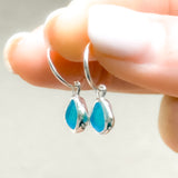Blue Sea Glass Hoops