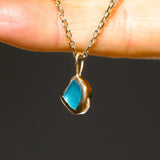 Blue Sea Glass Necklace - Gold Vermeil
