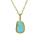 Blue Sea Glass Necklace - Gold Vermeil