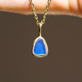 Blue Sea Glass Necklace - Gold Vermeil