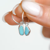 Blue Sea Glass Hoops
