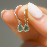 Green Sea Glass Hoops