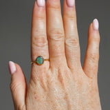 Green Sea Glass, Gold Vermeil - Size Q