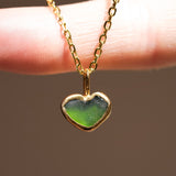 Green Sea Glass Heart Necklace, Gold Vermeil