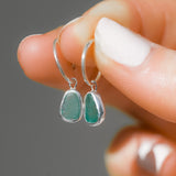 Green Sea Glass Hoops