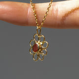 Red Sea Glass Flower Necklace -  Gold Vermeil