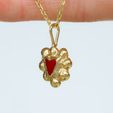 Red Sea Glass Heart Necklace, Gold Vermeil