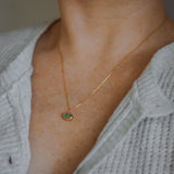 Green Sea Glass Heart Necklace, Gold Vermeil
