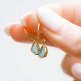 Blue Sea Glass Hoops - Gold Vermeil